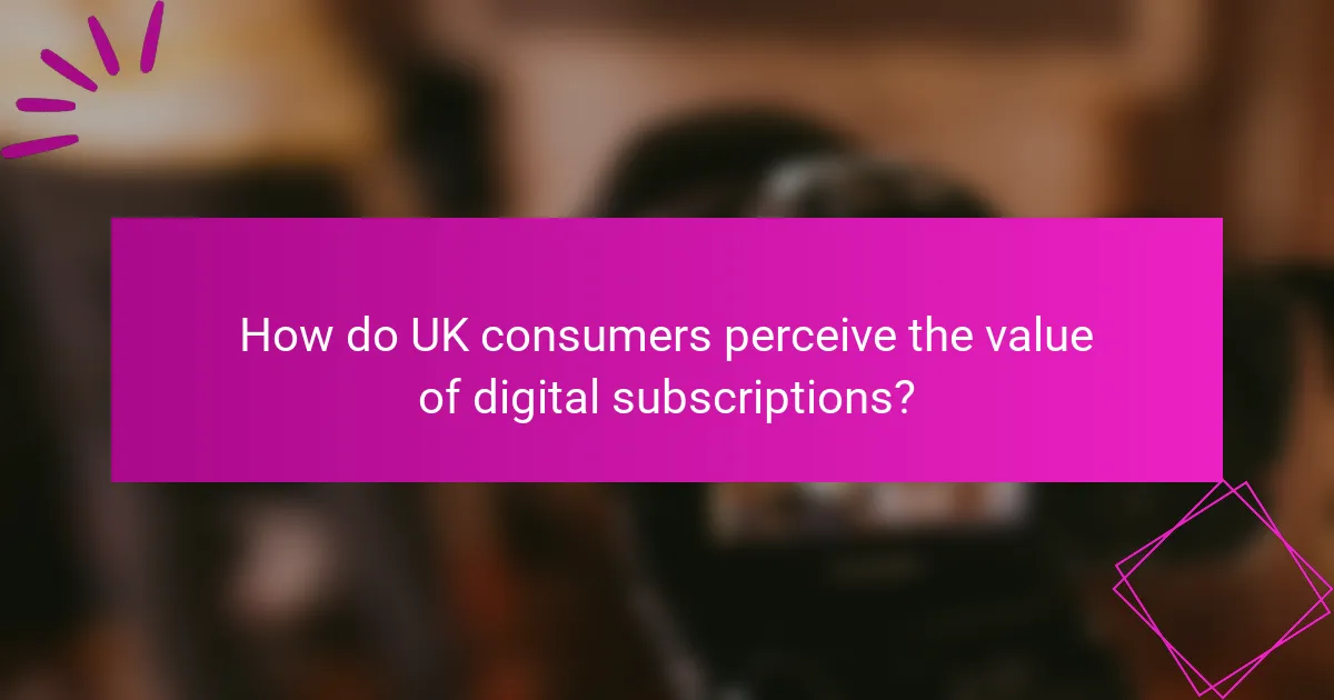 How do UK consumers perceive the value of digital subscriptions?